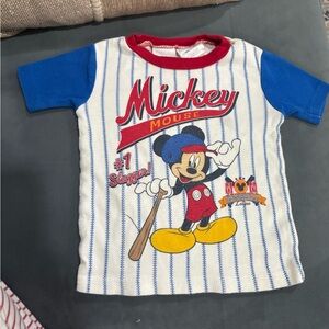 Y2K Disney Mickey Mouse Kids Baseball Tee - Blue and Red 3T